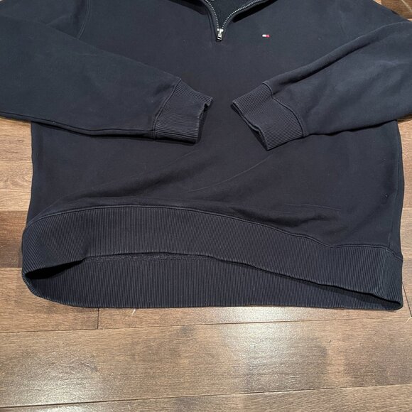 Tommy Hilfiger 1/4 Zip Mock Neck Sweatshirt Men's Size L Navy Blue Pullover Logo - Picture 4 of 8